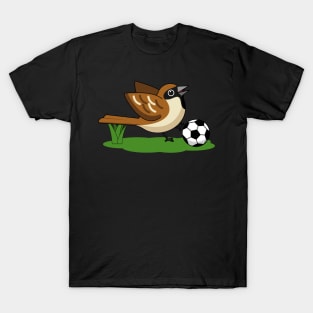 Cute Cartoon Sparrow Playing Soccer T-Shirt